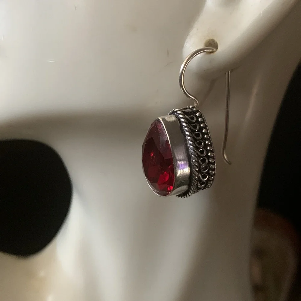 Classy red quartz artisan handcrafted earrings